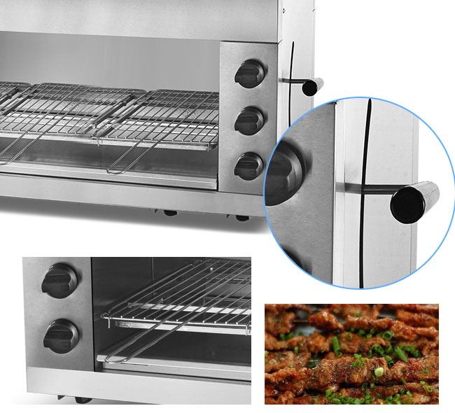9KW les supports du message publicitaire 2 intoxiquent la machine de gril de viande d'acier inoxydable de brûleur de la salamandre 3/6 pour l'hôtel