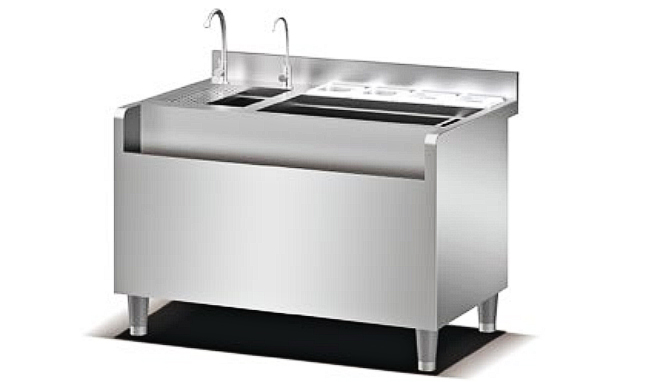 Station multicolore de barre de cocktail d'acier inoxydable avec le Cabinet mélangé de double plate-forme de double évier pour le restaurant