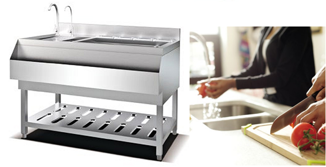 Station multicolore de barre de cocktail d'acier inoxydable avec le Cabinet mélangé de double plate-forme de double évier pour le restaurant