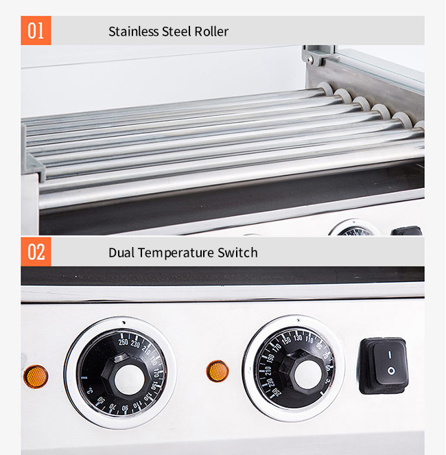 support Heater Grille de hot-dog de rouleaux de l'installation de fabrication de casse-croûte 220V 5