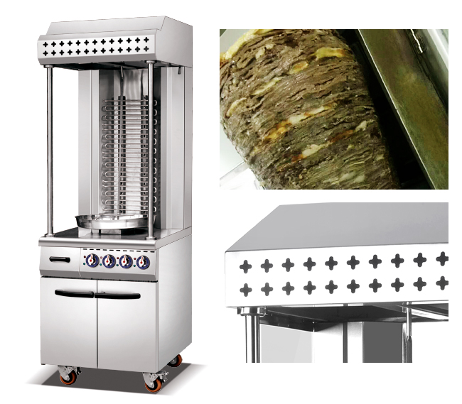 Double chiche-kebab électrique commercial de Shawarma faisant la machine avec le Cabinet pour l'acier inoxydable d'hôtel