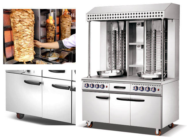 Double chiche-kebab électrique commercial de Shawarma faisant la machine avec le Cabinet pour l'acier inoxydable d'hôtel