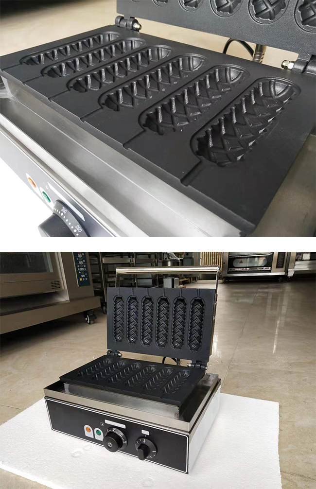 Machine française de fabricant de gaufre de 6 trous/non machine de Corn Hot Dog de Baker de bâton